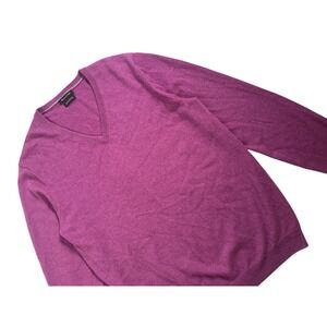 Massimo Dutti Women's 100% Cashmere V-Neck Sweater Magenta Purple (a few holes)